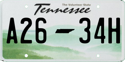 TN license plate A2634H