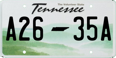 TN license plate A2635A
