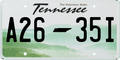 TN license plate A2635I