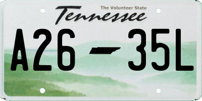 TN license plate A2635L