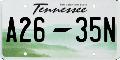 TN license plate A2635N
