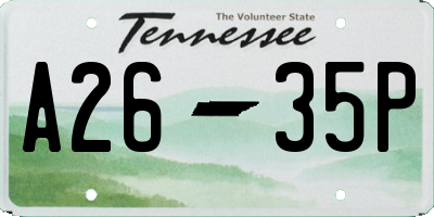 TN license plate A2635P
