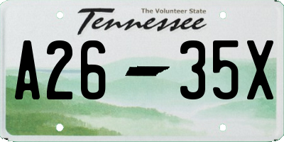 TN license plate A2635X