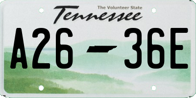 TN license plate A2636E