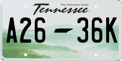 TN license plate A2636K