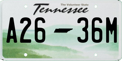 TN license plate A2636M