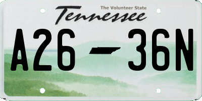 TN license plate A2636N
