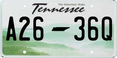 TN license plate A2636Q