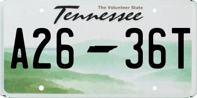TN license plate A2636T