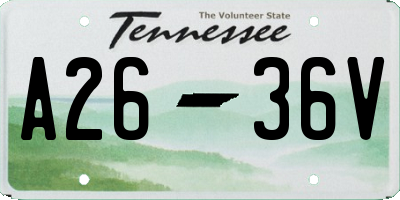 TN license plate A2636V