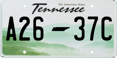 TN license plate A2637C