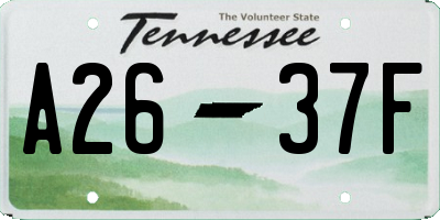 TN license plate A2637F