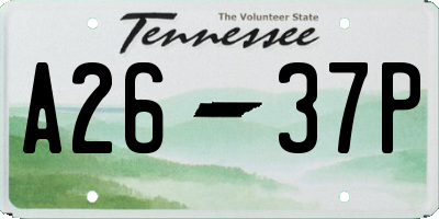 TN license plate A2637P