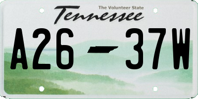 TN license plate A2637W