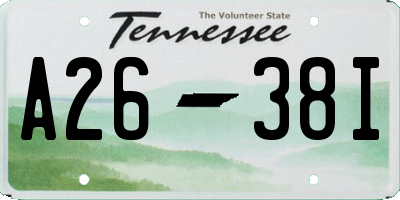 TN license plate A2638I