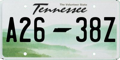 TN license plate A2638Z
