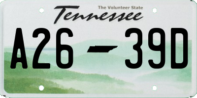 TN license plate A2639D