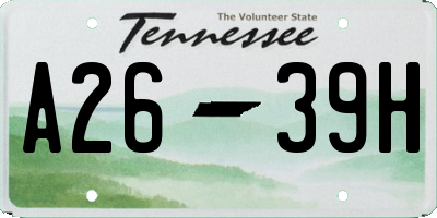 TN license plate A2639H