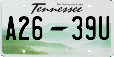 TN license plate A2639U