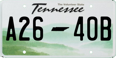 TN license plate A2640B