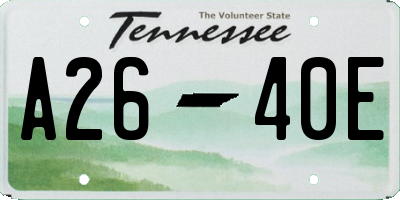 TN license plate A2640E