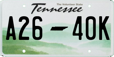 TN license plate A2640K