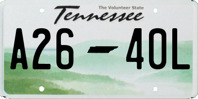 TN license plate A2640L