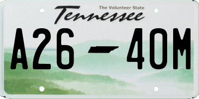 TN license plate A2640M