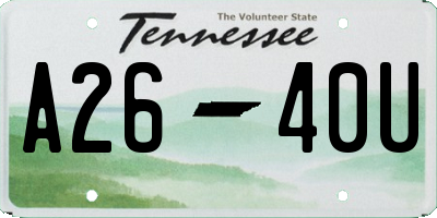 TN license plate A2640U