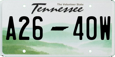 TN license plate A2640W