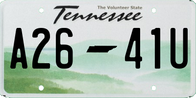 TN license plate A2641U
