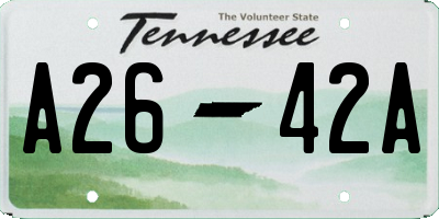 TN license plate A2642A