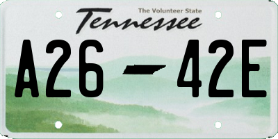 TN license plate A2642E