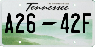 TN license plate A2642F