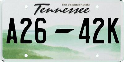 TN license plate A2642K