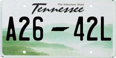 TN license plate A2642L