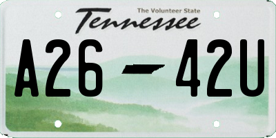 TN license plate A2642U