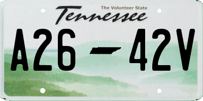 TN license plate A2642V