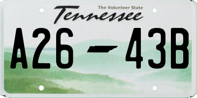 TN license plate A2643B