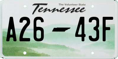 TN license plate A2643F