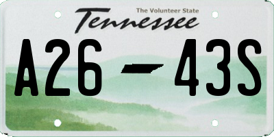 TN license plate A2643S