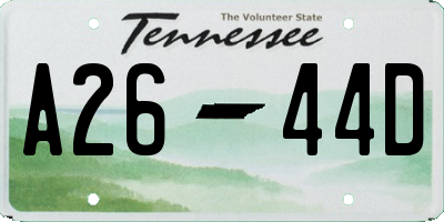 TN license plate A2644D