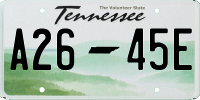 TN license plate A2645E