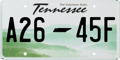 TN license plate A2645F