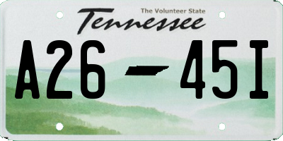 TN license plate A2645I