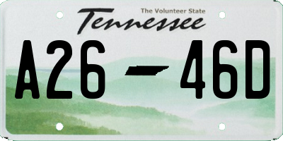 TN license plate A2646D