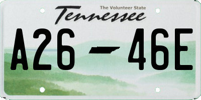 TN license plate A2646E