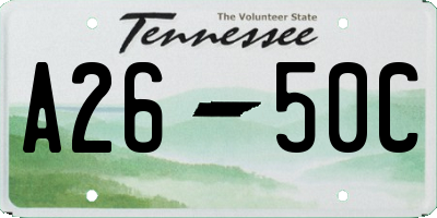 TN license plate A2650C
