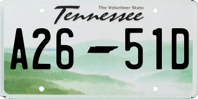 TN license plate A2651D
