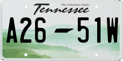 TN license plate A2651W